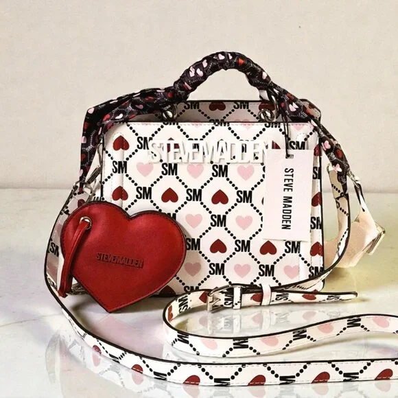Steve Madden White/Black/Red/Pink Bevelyn DT627205 Satchel NWT - Picture 1 of 9